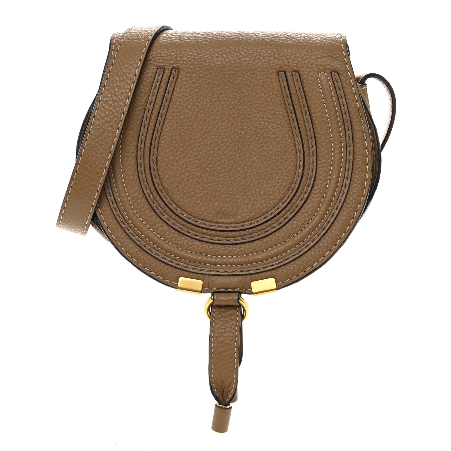 Calfskin Mini Marcie Round Crossbody Bag Nut