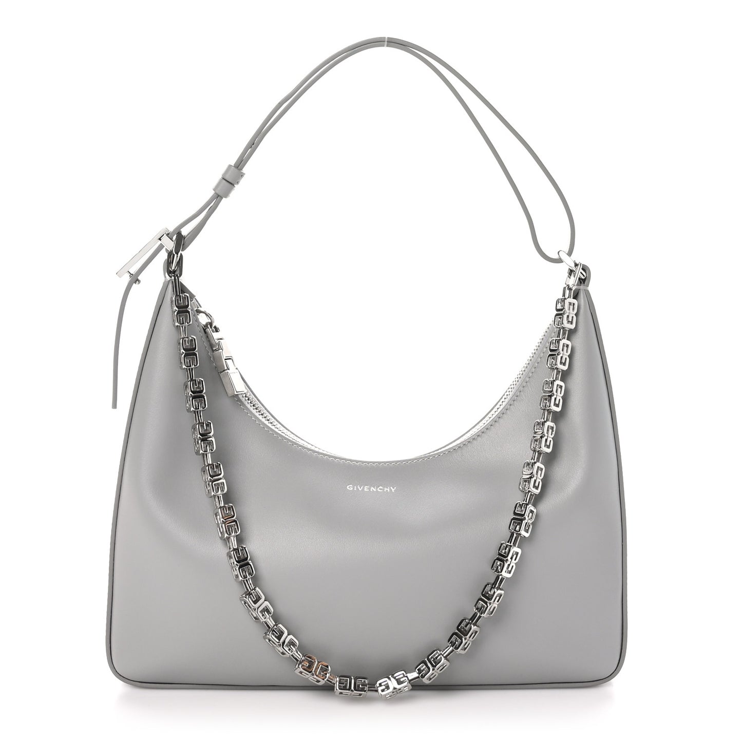Smooth Calfskin Small Moon Cut Out Shoulder Bag Grey