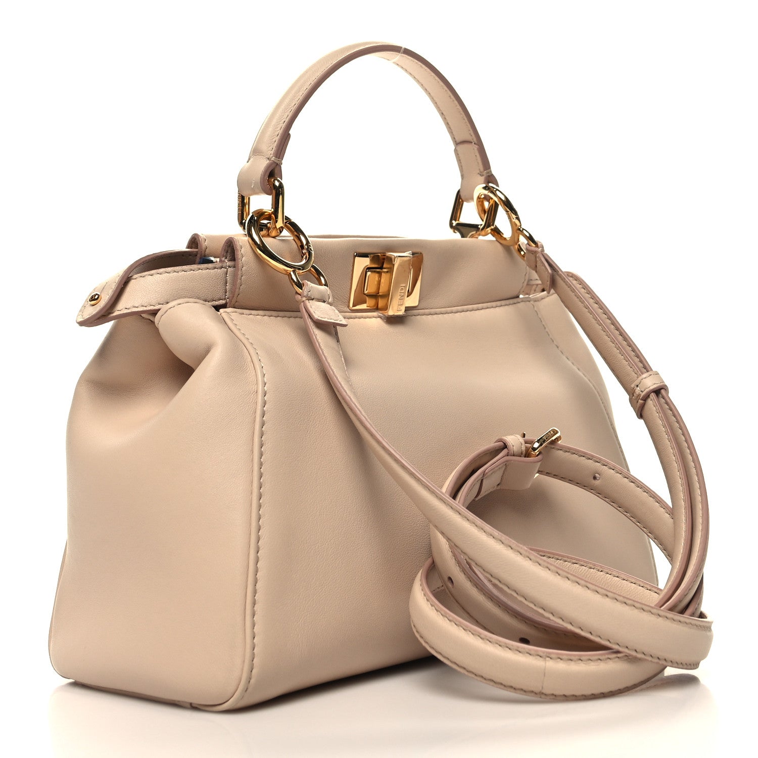 Fendi Nappa Stacked Bar Mini Peekaboo Iconic Satchel Rosa Plaster 3 of 11