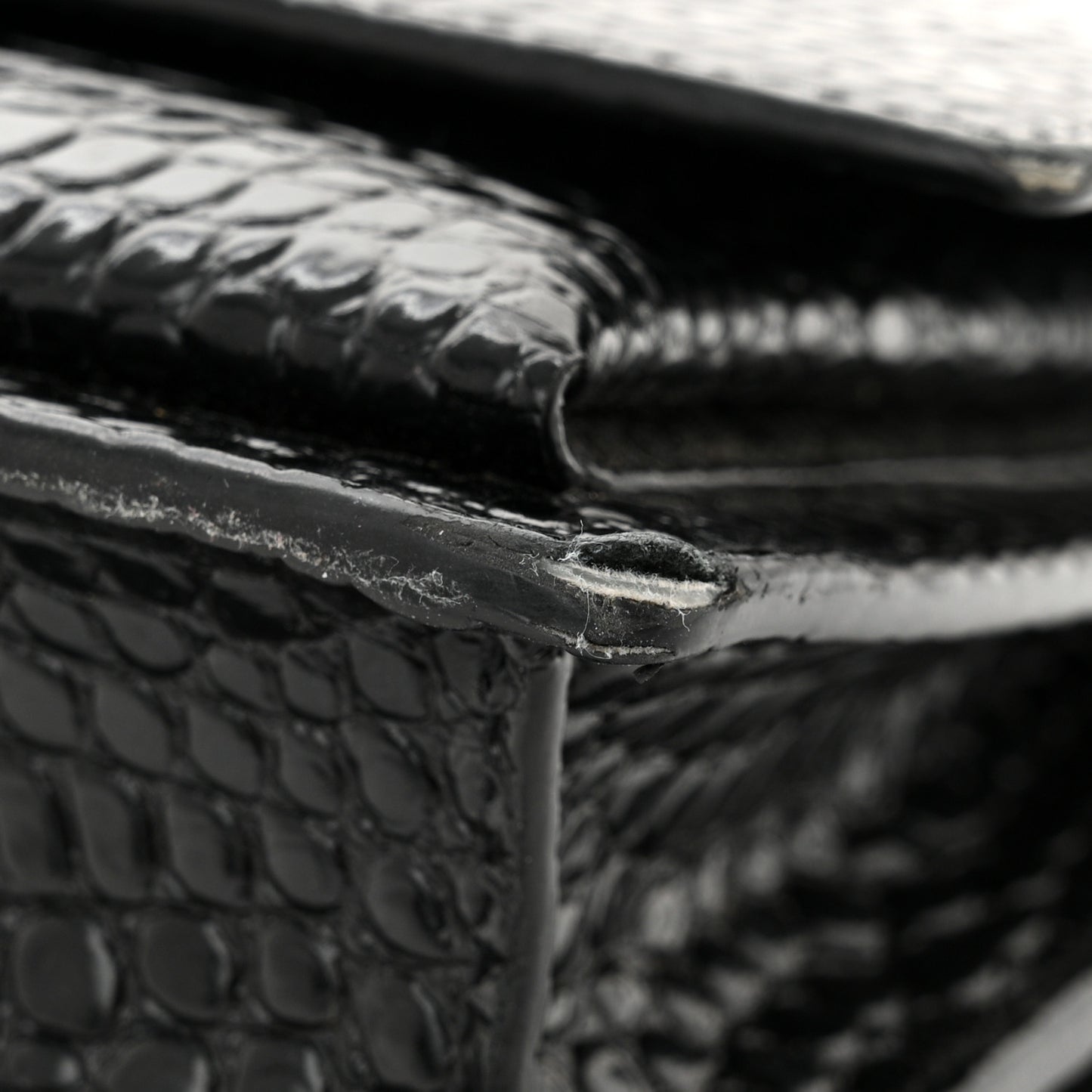 Calfskin Crocodile Embossed Medium Monogram Sunset Black