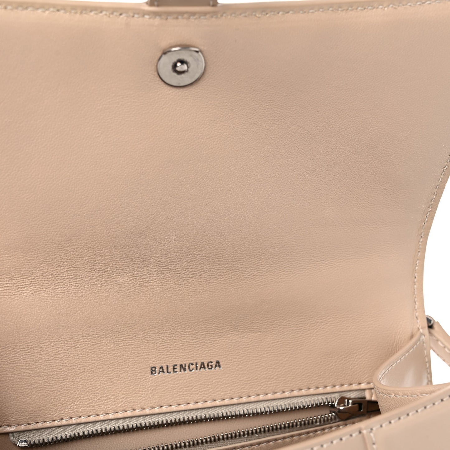 Shiny Box Calfskin Small Hourglass Top Handle Bag Light Beige