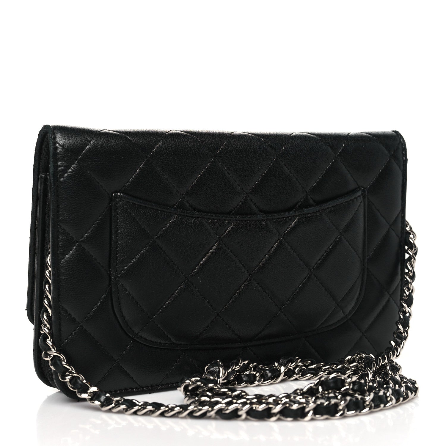 Chanel Lambskin Quilted Wallet On Chain WOC Black 3 of 12