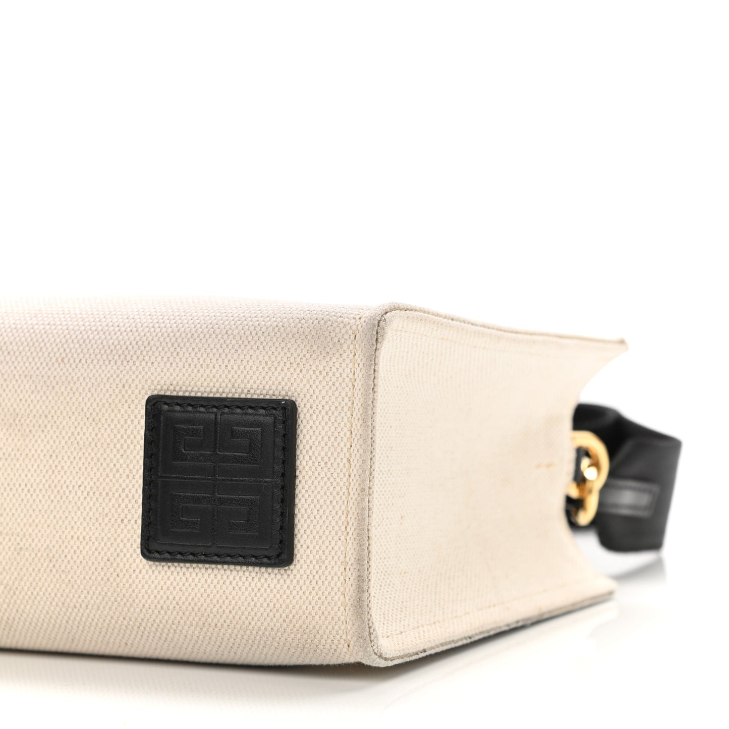 Canvas Mini Bond Shopper Tote Beige Black