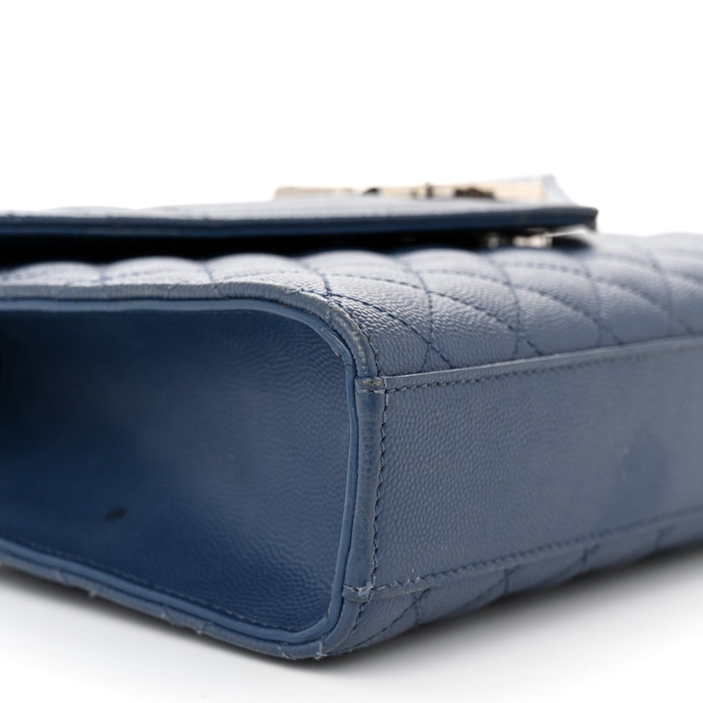 Grain De Poudre Textured Mixed Matelasse Triquilt Medium Monogram Satchel Deep Marine