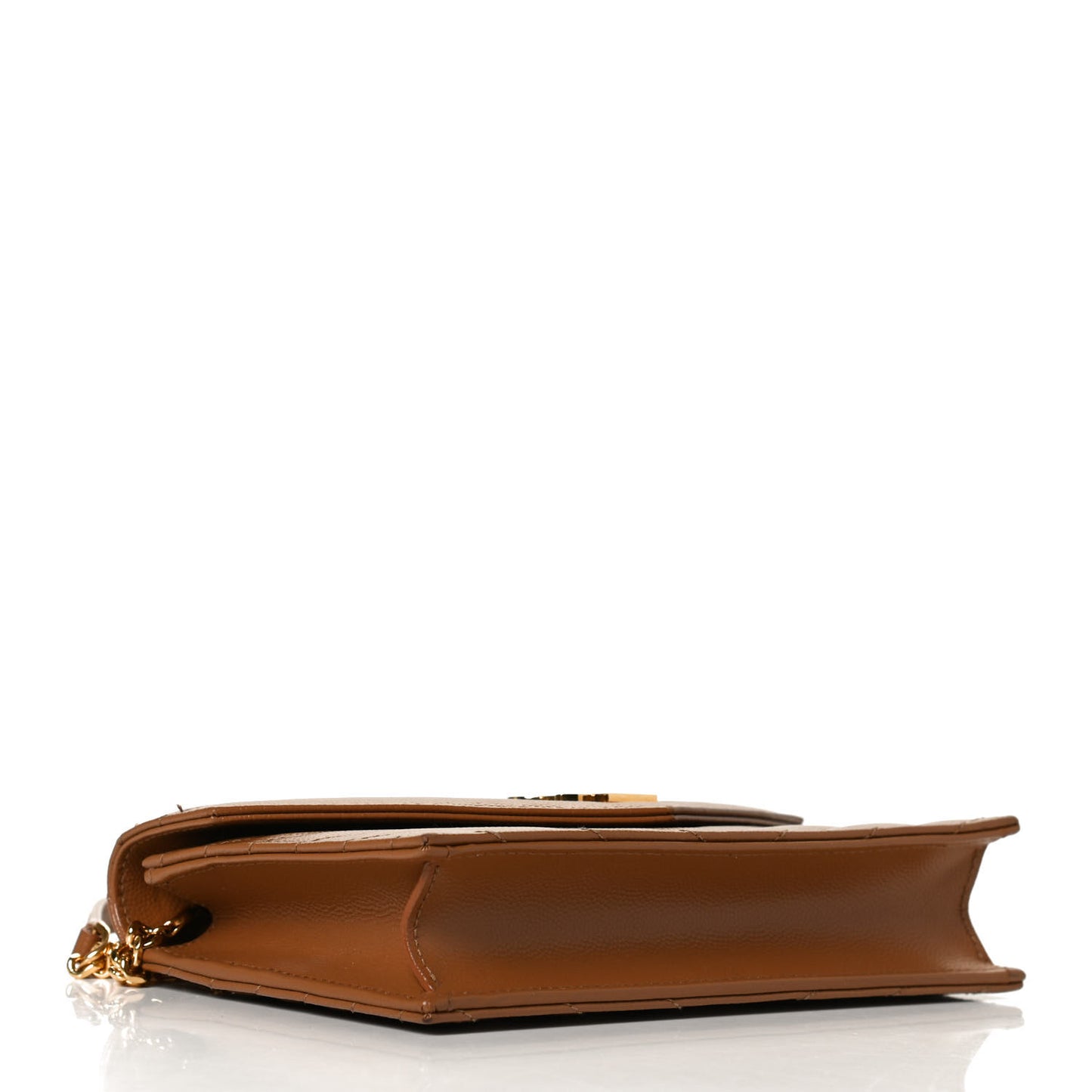 Grain De Poudre Matelasse Chevron Monogram Envelope Chain Wallet Natural Dark