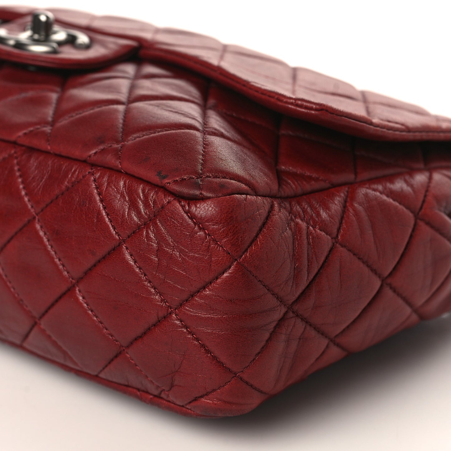 Lambskin Quilted Jumbo Single Flap Dark Red