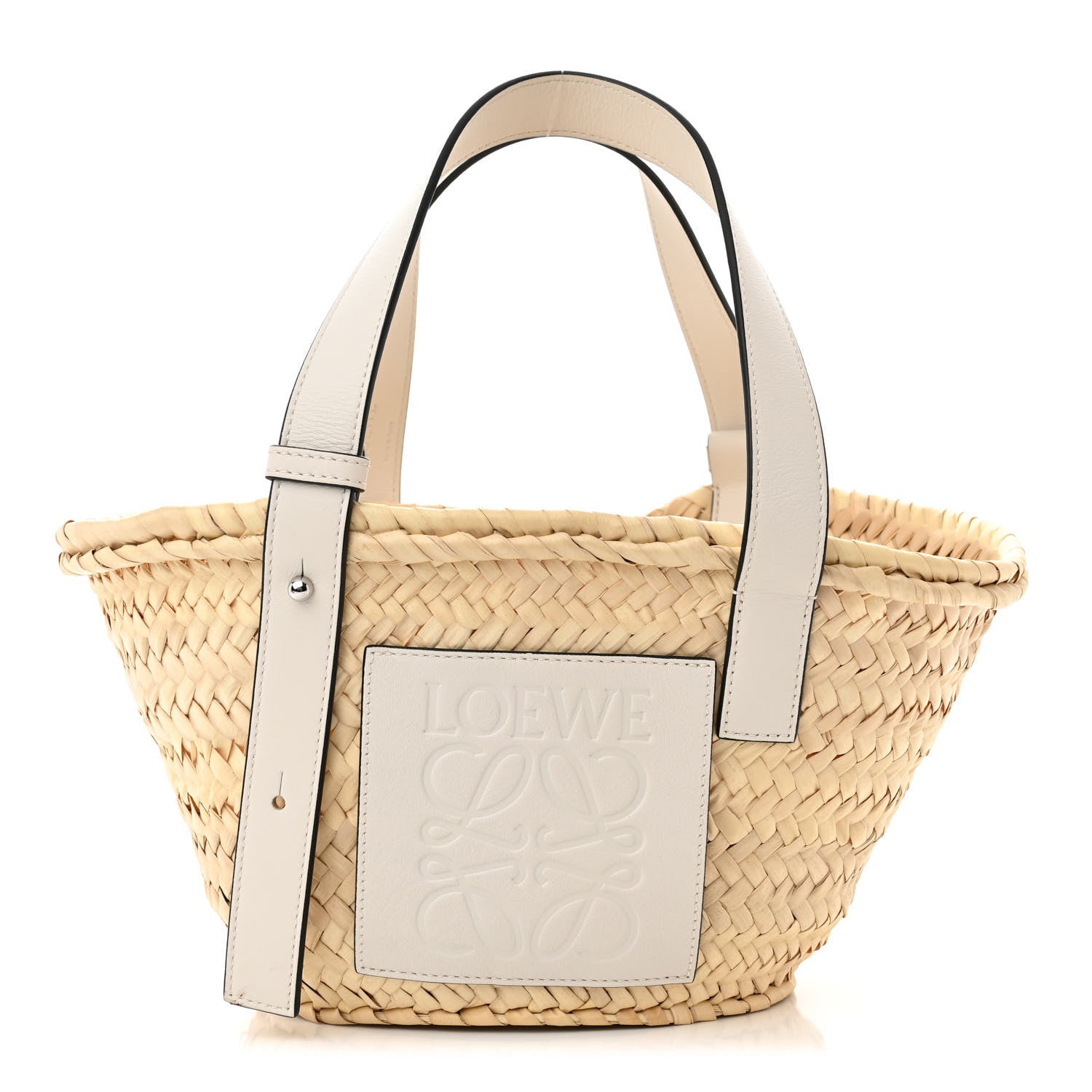 Loewe Raffia Small Basket Tote Bag Natural White 1 of 9