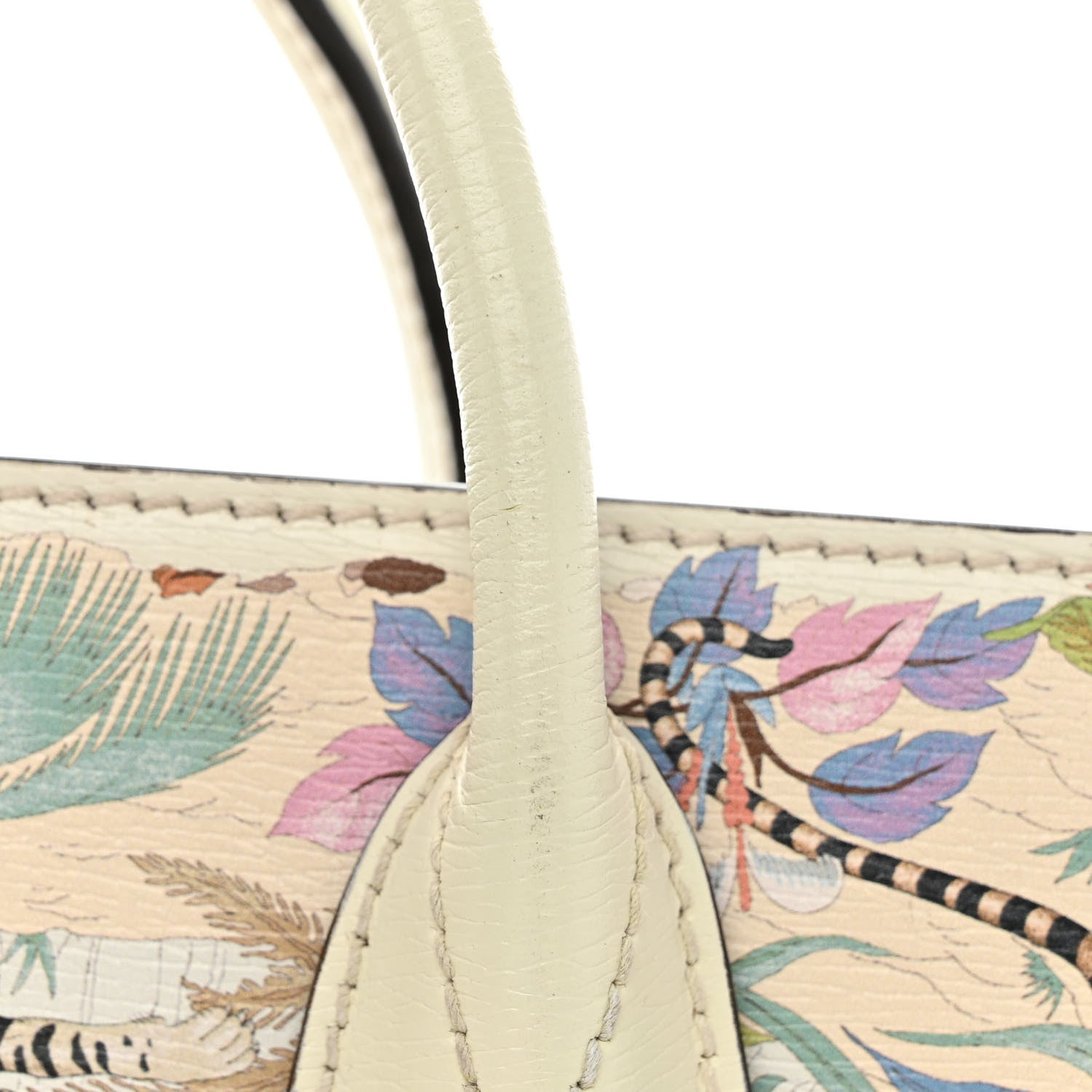Gucci New Shangai Calfskin Tiger Savanah Textured Calfskin Medium Tote Chalky White Multicolor 13 of 20