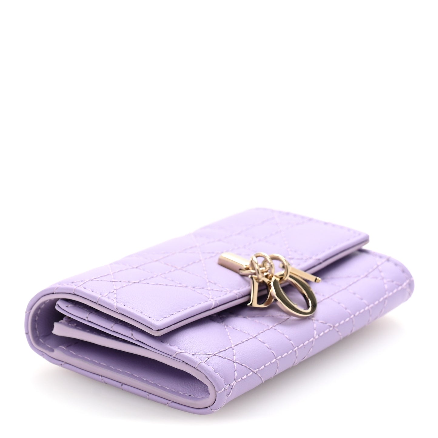 Lambskin Cannage Miss Dior Glycine Wallet Purple