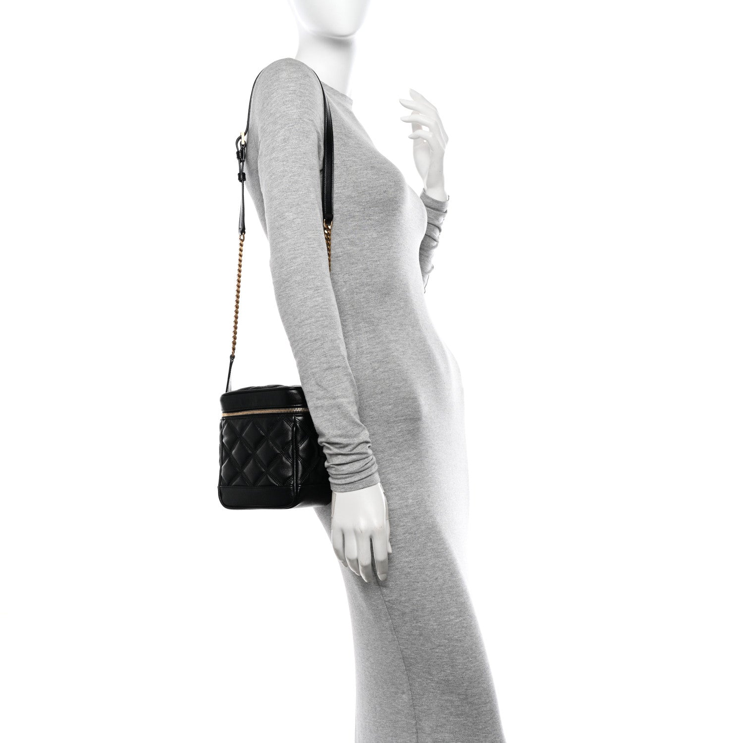 Saint Laurent Grain de Poudre Quilted 80's Vanity Bag Black 2 of 10