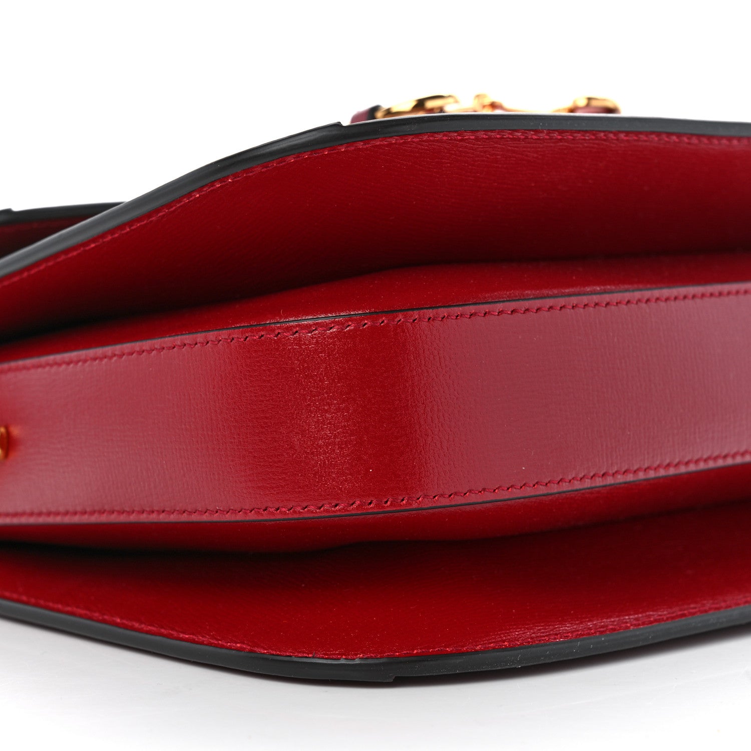 Gucci GG Supreme Monogram Azalea Calfskin Horsebit 1955 Shoulder Bag Beige Ebony New Cherry Red 9 of 10