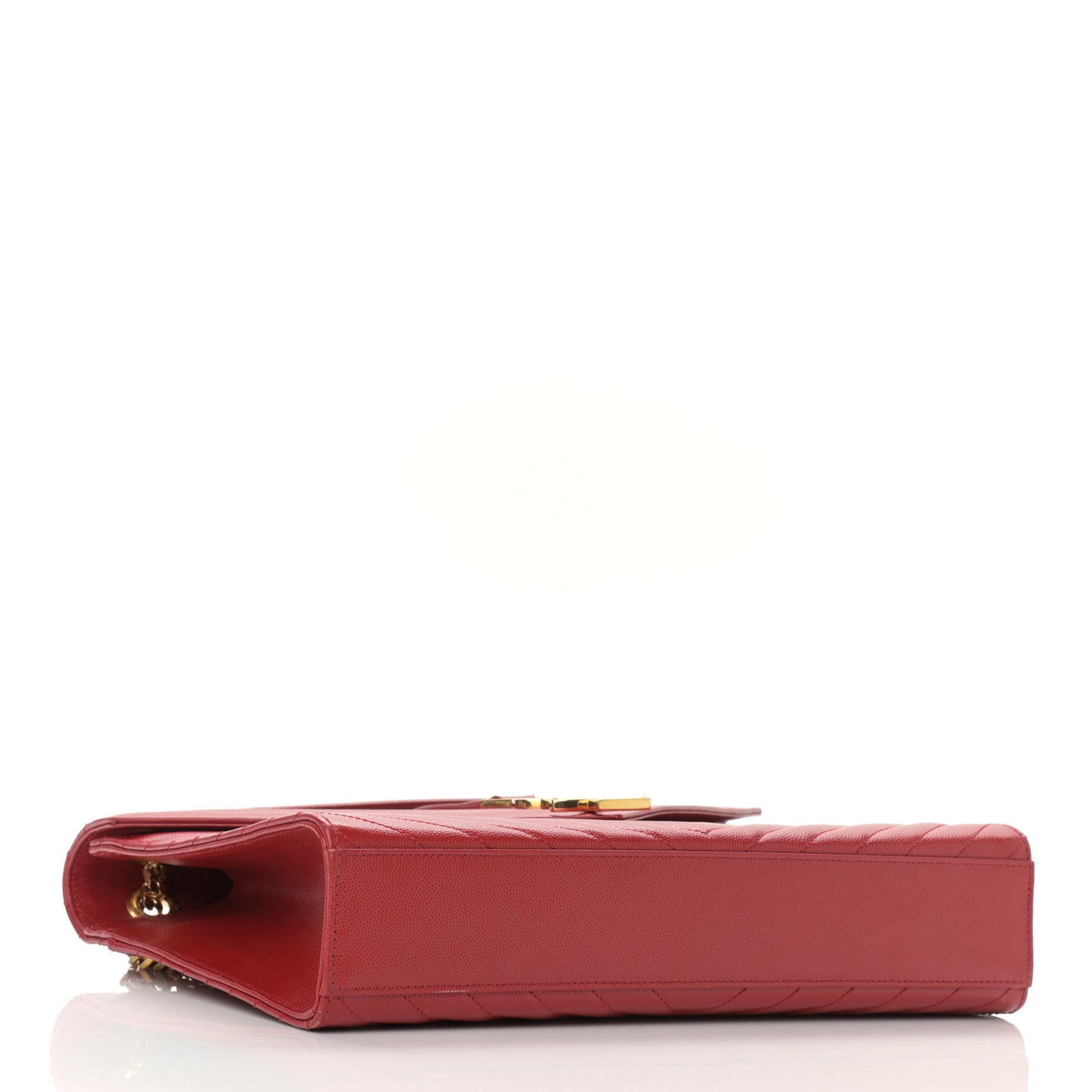 Grain De Poudre Matelasse Chevron Large Monogram Satchel Lipstick Red