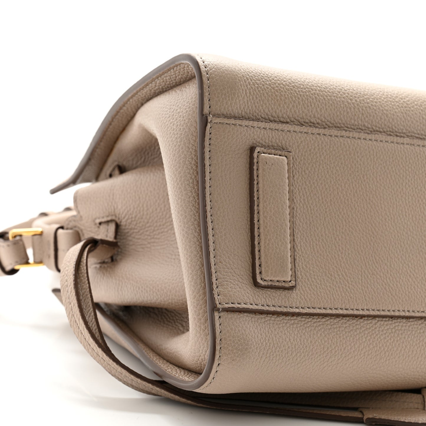 Grained Calfskin Small Padlock Top Handle Beige
