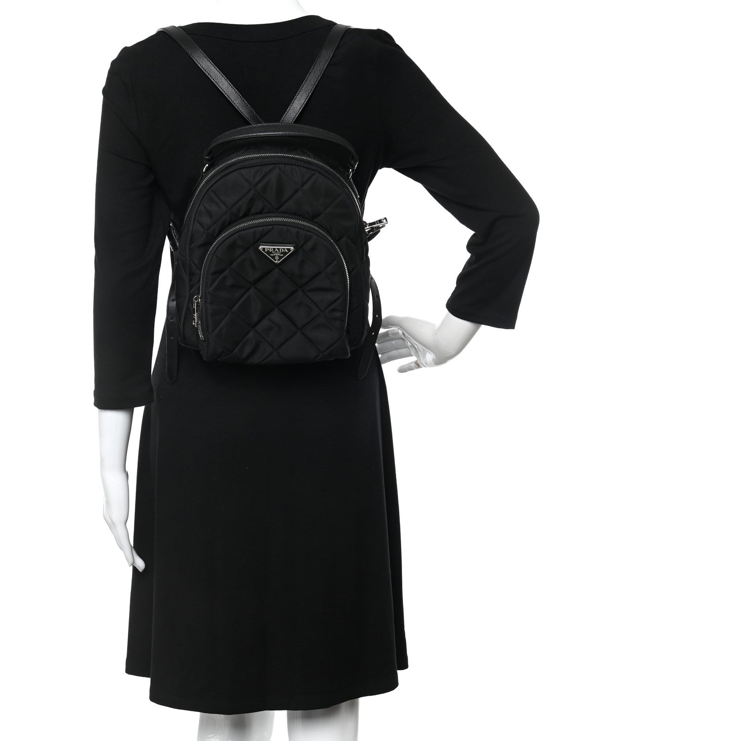 Prada Nylon Tessuto Impuntu Quilted Backpack Black 2 of 10
