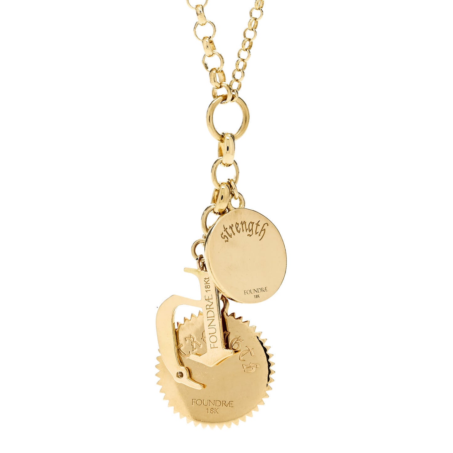 18K Yellow Gold Enamel Medium Strength Petite Champlevé Star Medallion Initial Mixed Belcher Extension Chain Necklace