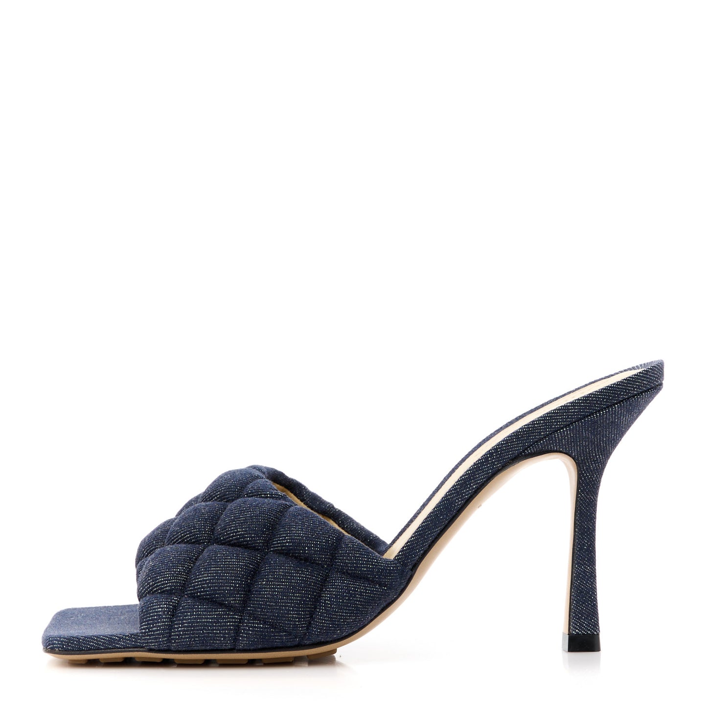 Denim Matelasse Padded Mule Sandals 38.5 Sapphire