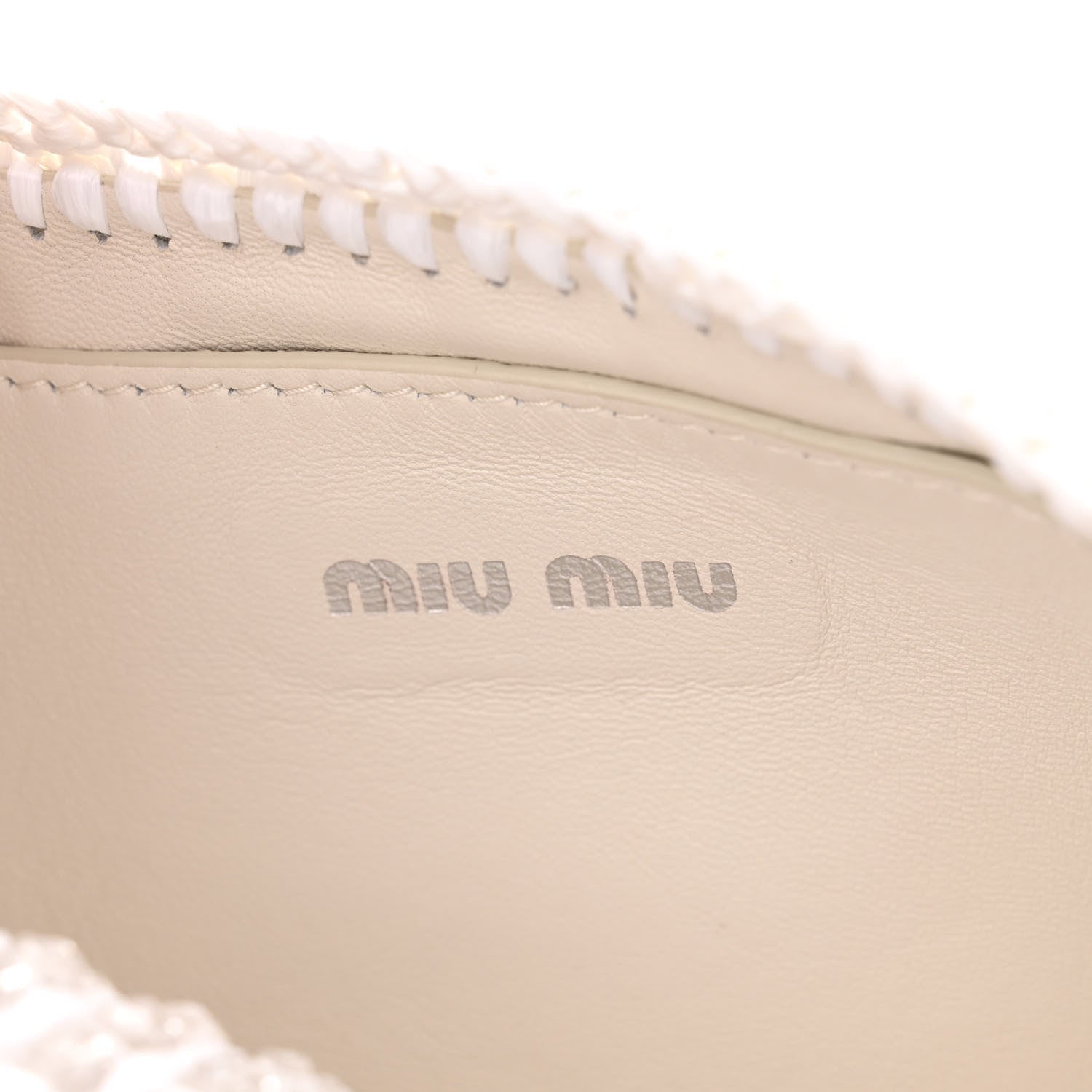 Miu Miu Raffia Beaded Flap Shoulder Flap White 7 of 10