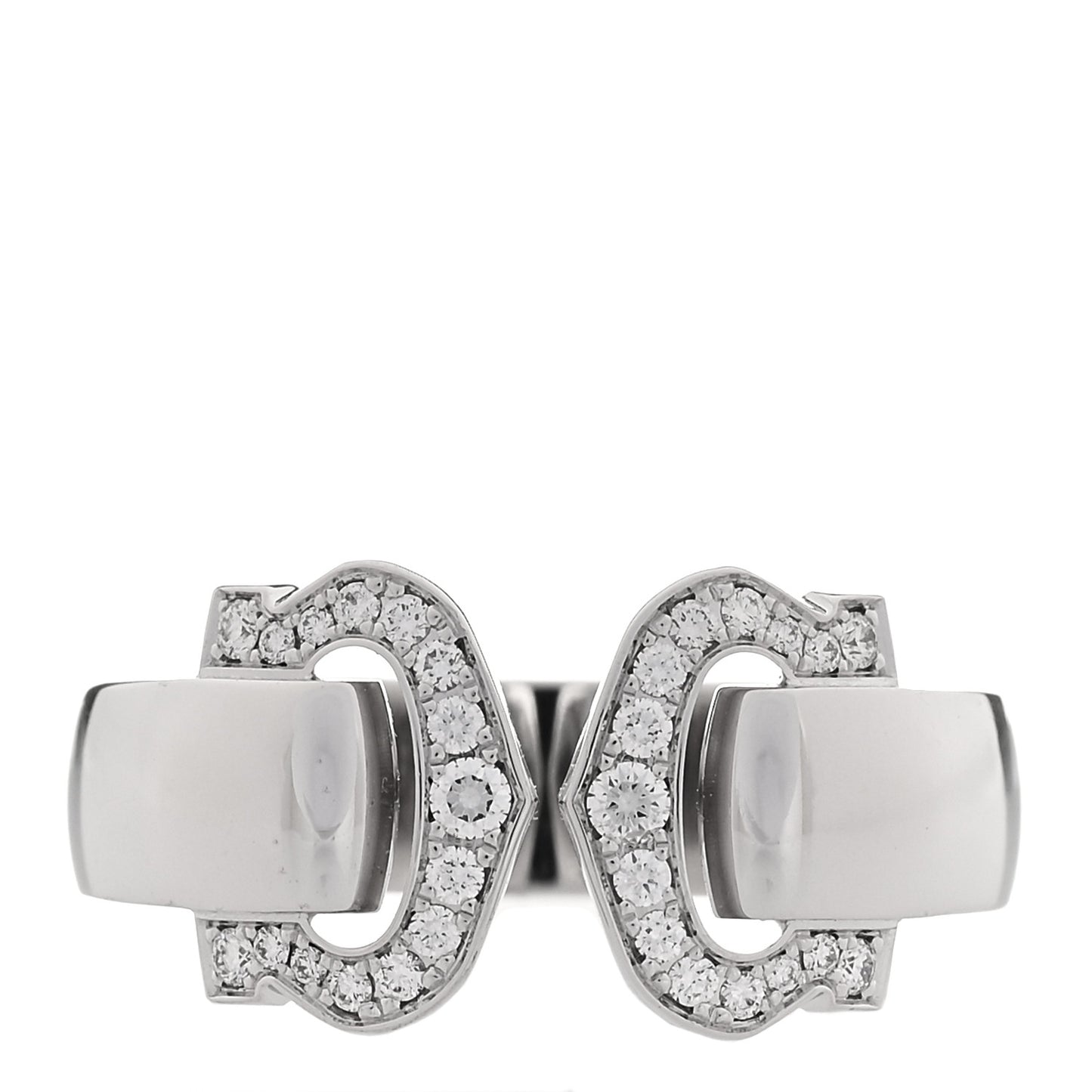 18K White Gold Diamond C De Cartier Ring 51 5.75