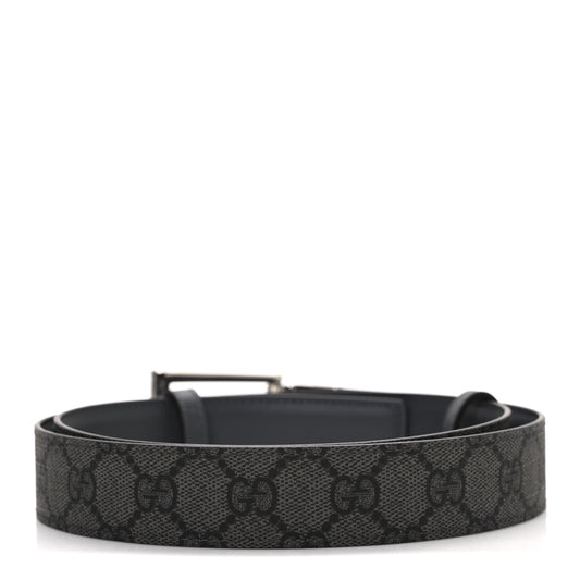 Selleria Calfskin GG Supreme Monogram Reversible Belt 90 36 Graphite Grey Black