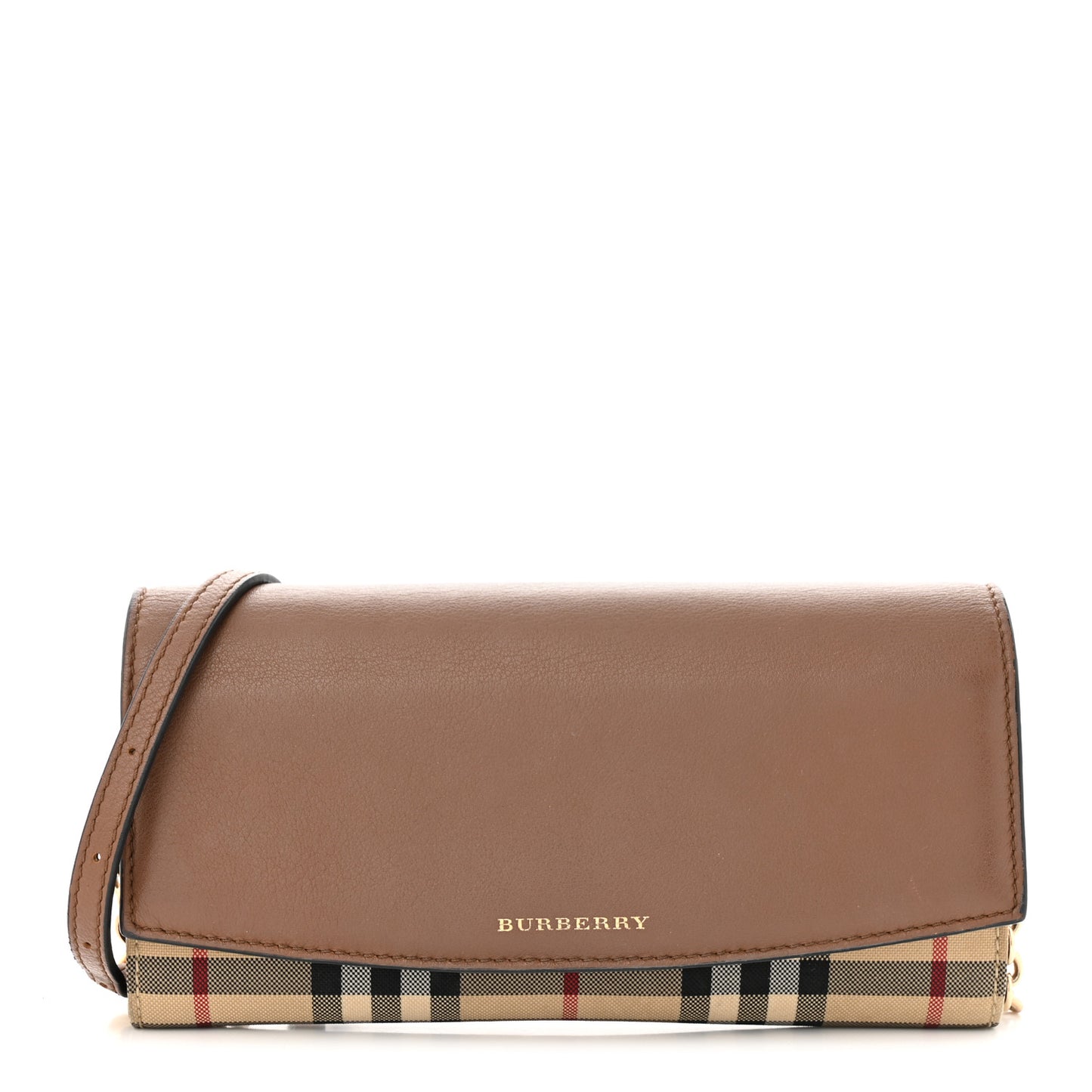 Calfskin Horseferry Check Henley Wallet On Chain Tan