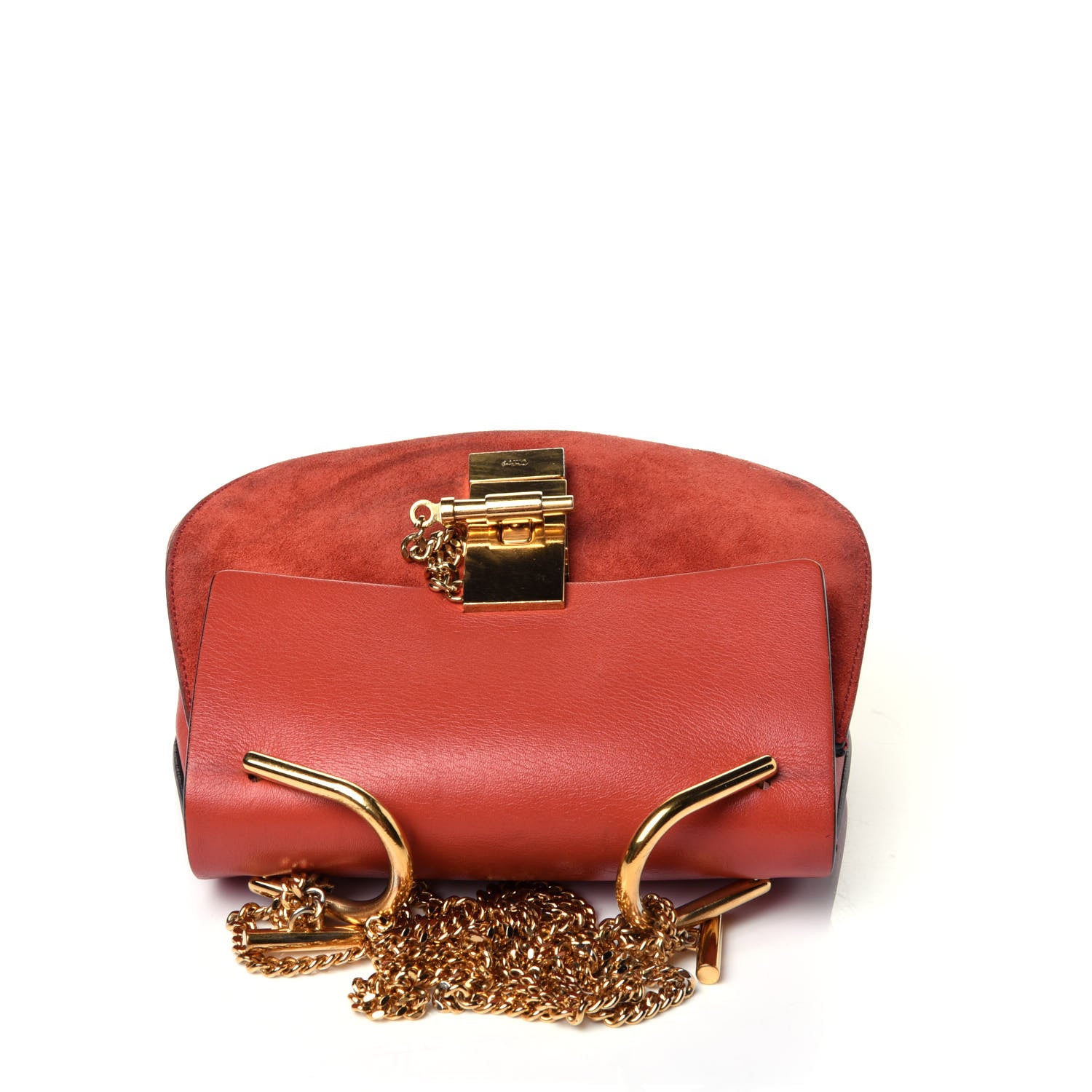 Chloe Lambskin Suede Calfskin Mini Drew Shoulder Bag Poppy 13 of 13