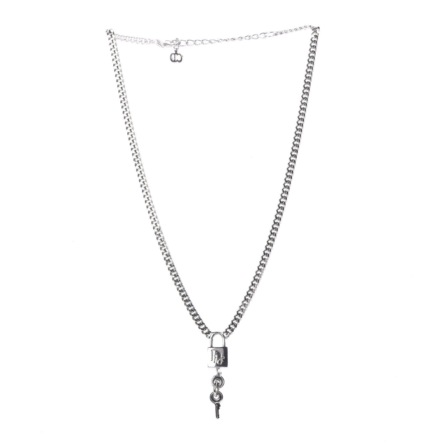 Metal Lock and Key Necklace Silver
