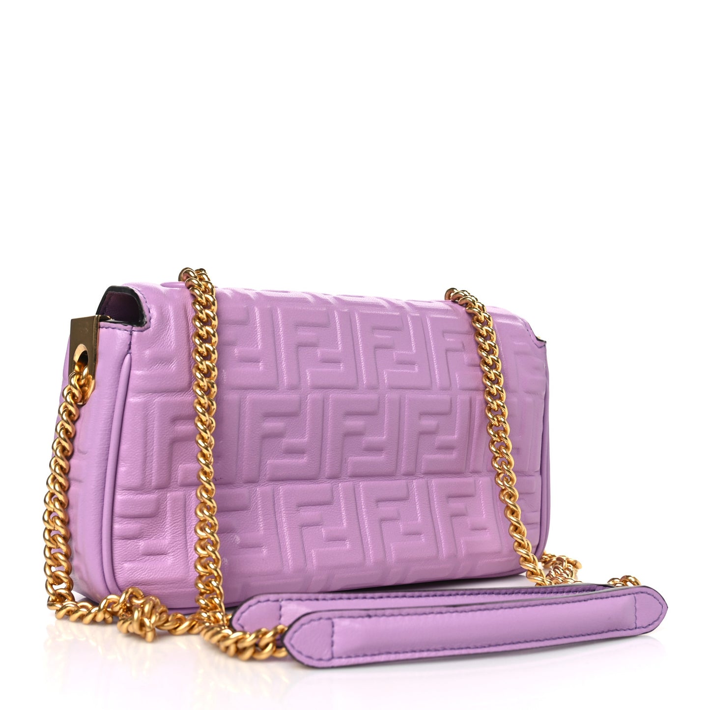 Nappa FF Embossed Small Midi Chain Baguette Violetta