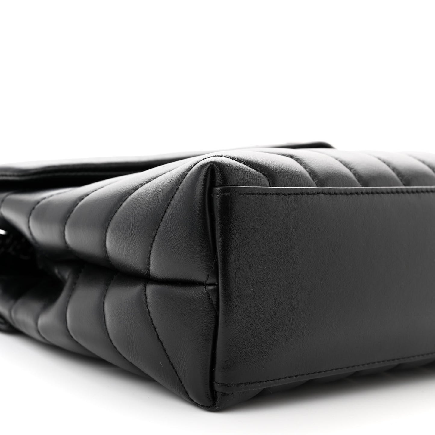 Calfskin Y Quilted Monogram Monochrome Small Loulou Chain Satchel Black