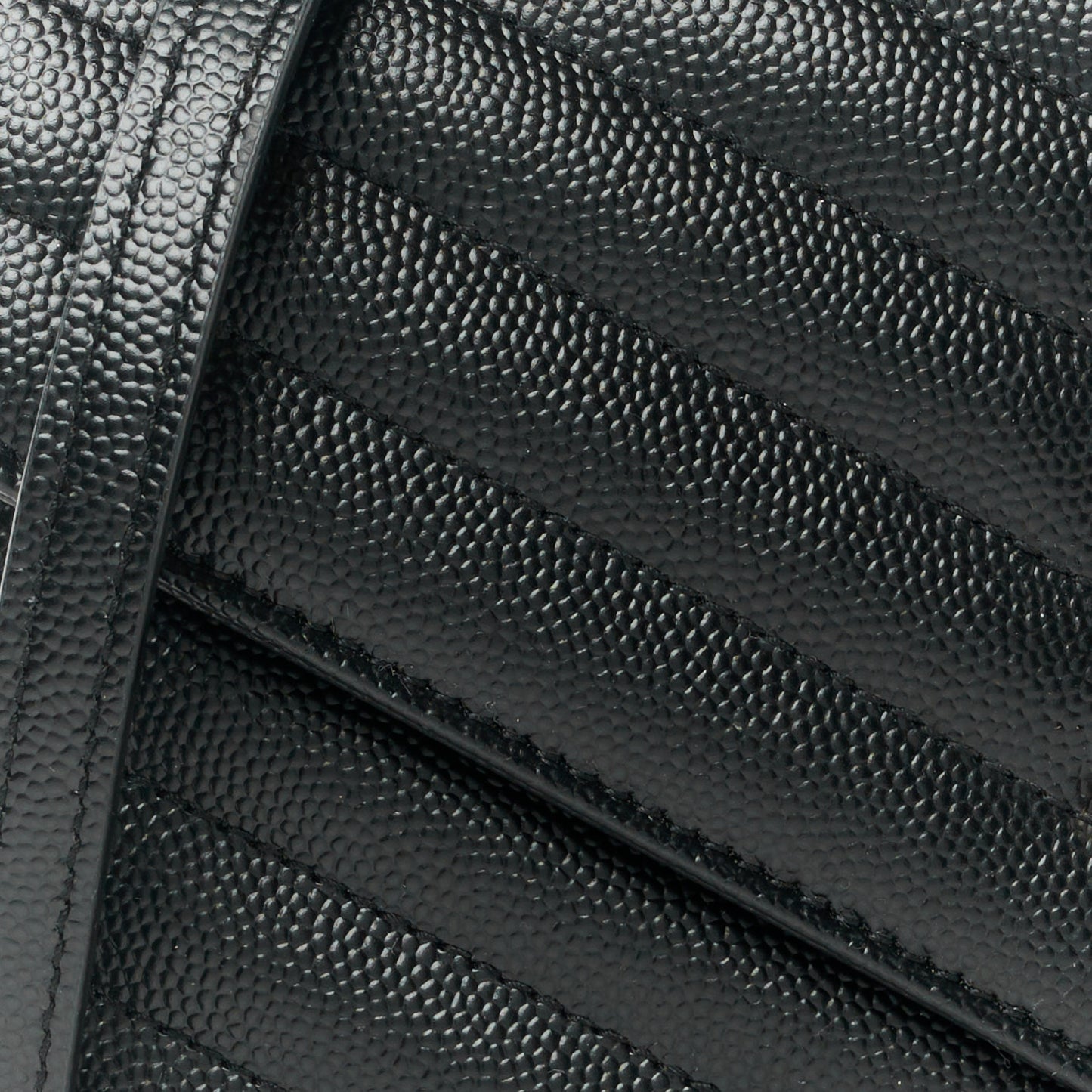 Grain De Poudre Matelasse Chevron Monogram Envelope Chain Wallet Black