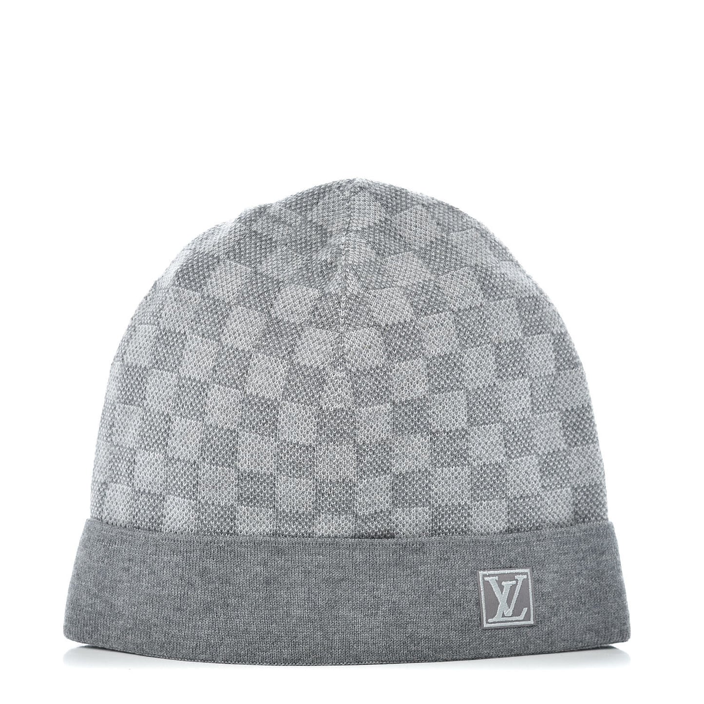 Wool Bonnet Petit Damier Beanie Hat Grey