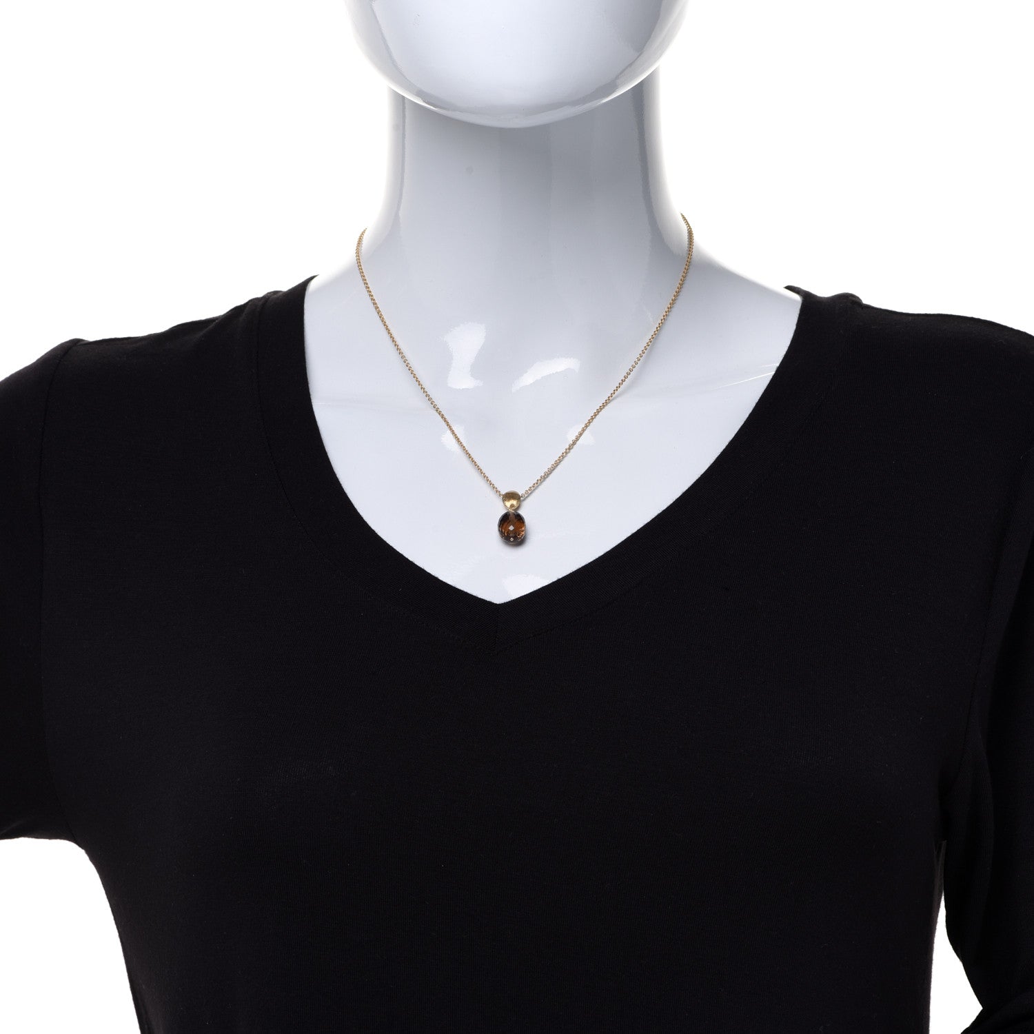 Marco Bicego 18K Yellow Gold Smoky Quartz Siviglia Pendant Necklace 2 of 5