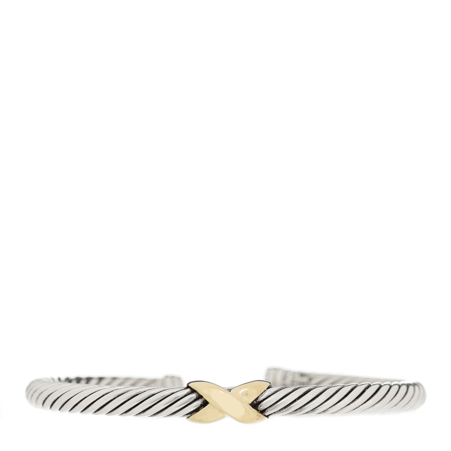 Sterling Silver 14K Yellow Gold 5mm X Station Cable Bracelet