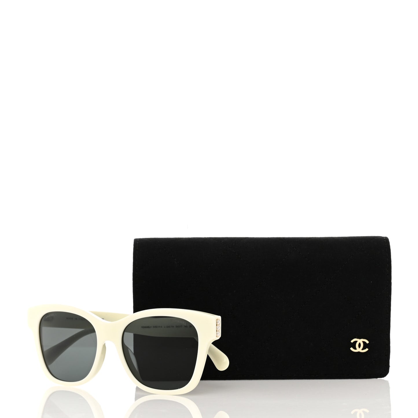 Acetate Pearl Square CC Sunglasses 5482 White