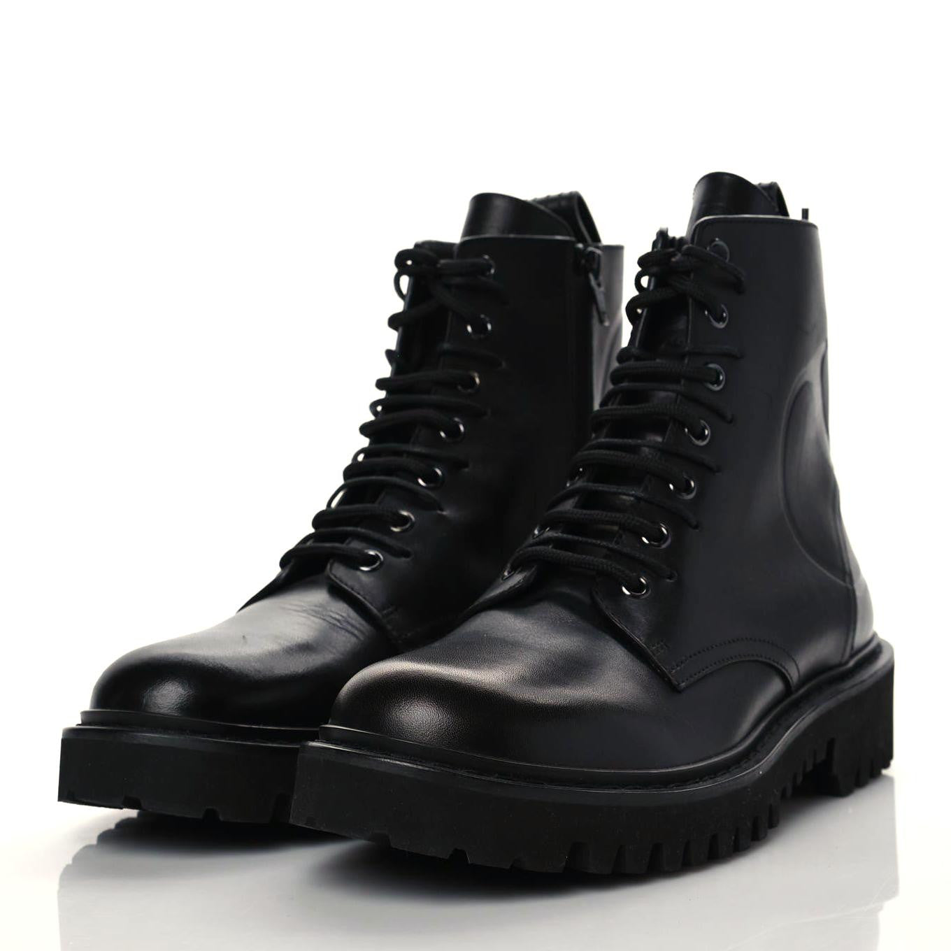 Calfskin Womens VLOGO 35mm Combat Boots 38 Black