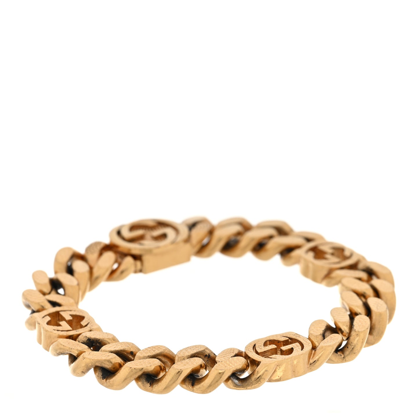 Metal Interlocking G Curb Chain Bracelet Gold