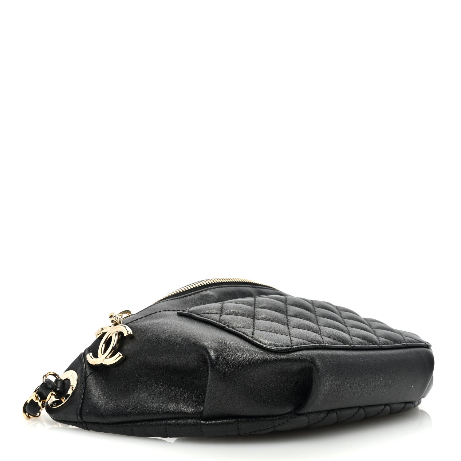 Chanel Crumpled Glazed Lambskin Quilted Waist Bag Fanny Pack Black 3 of 9