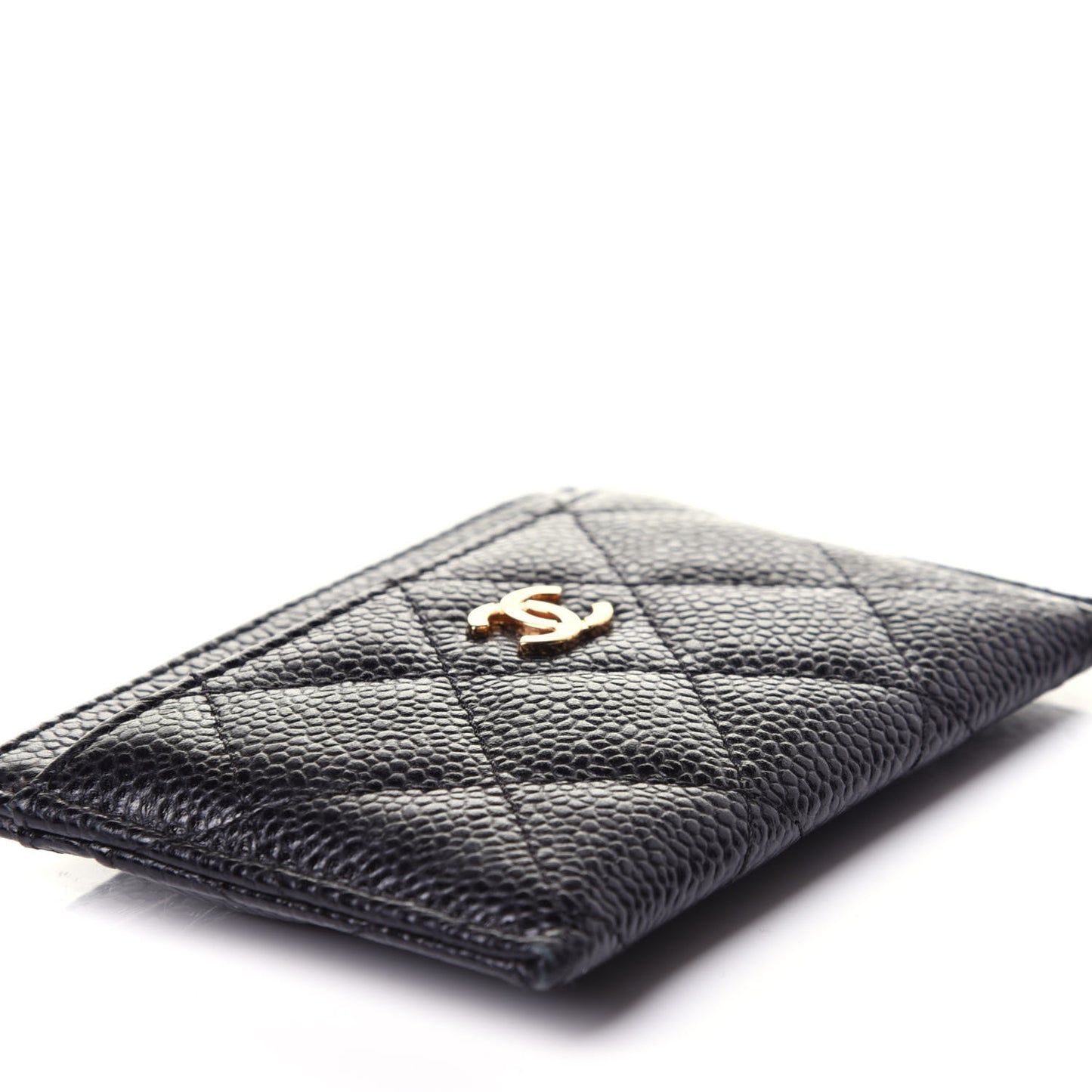 Caviar Quilted Card Holder Black