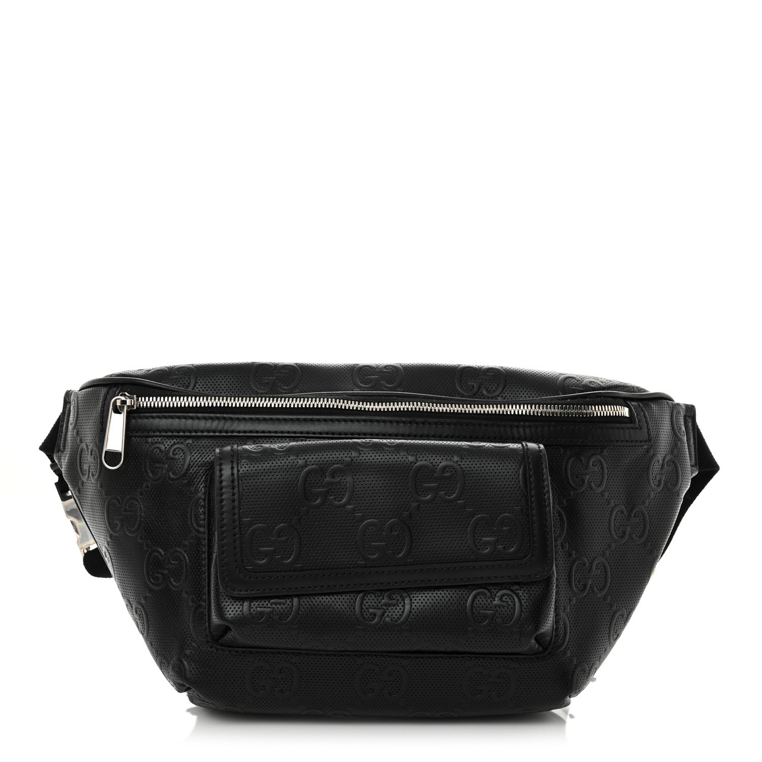 Gucci Black Logo Fabric Fanny Pack Belt Bag with Leather Details & Pockets Gucci Nylon Retro Patch Convertible Belt Bag Black 1843128  main image 3