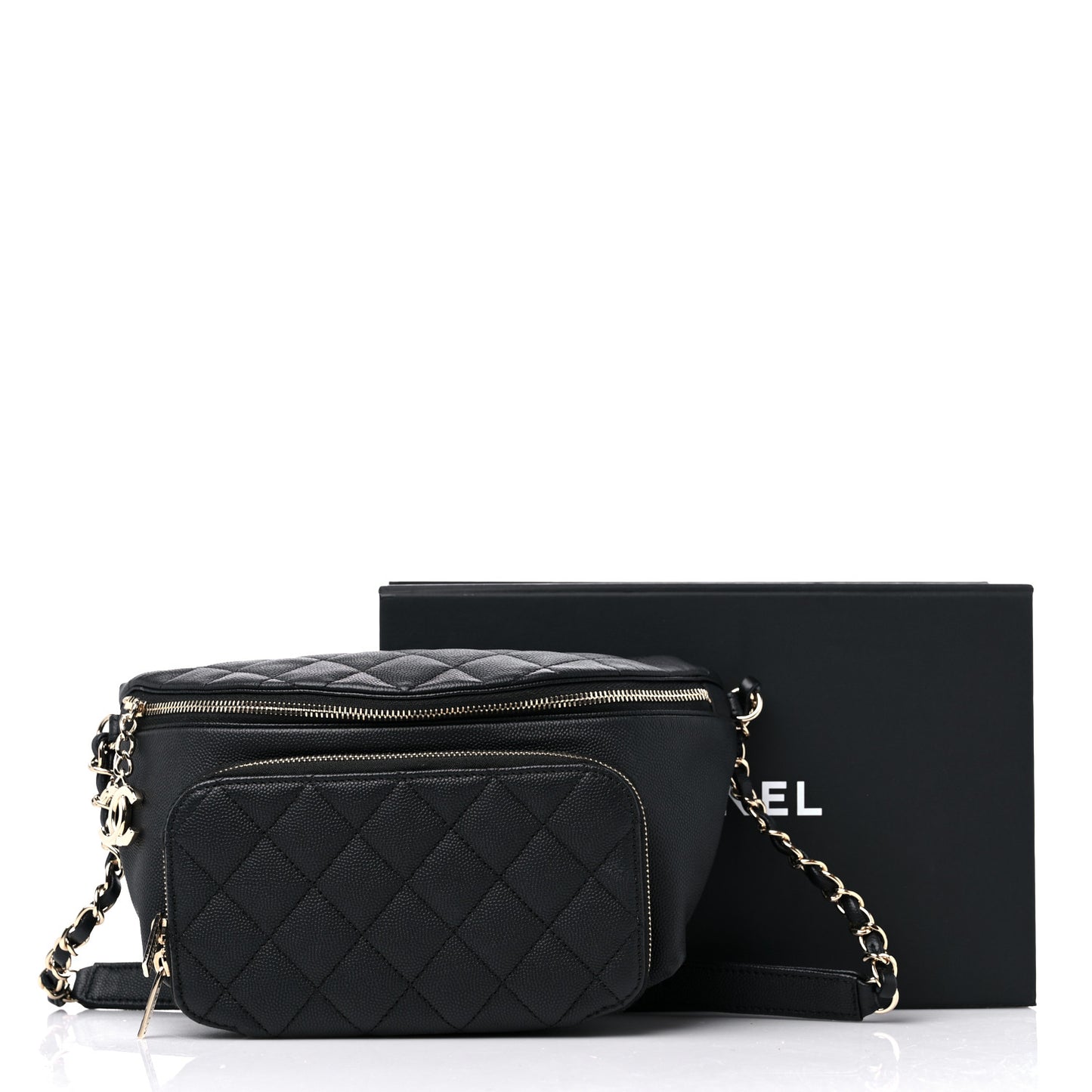 Caviar Quilted Business Affinity Waist Belt Bag Black