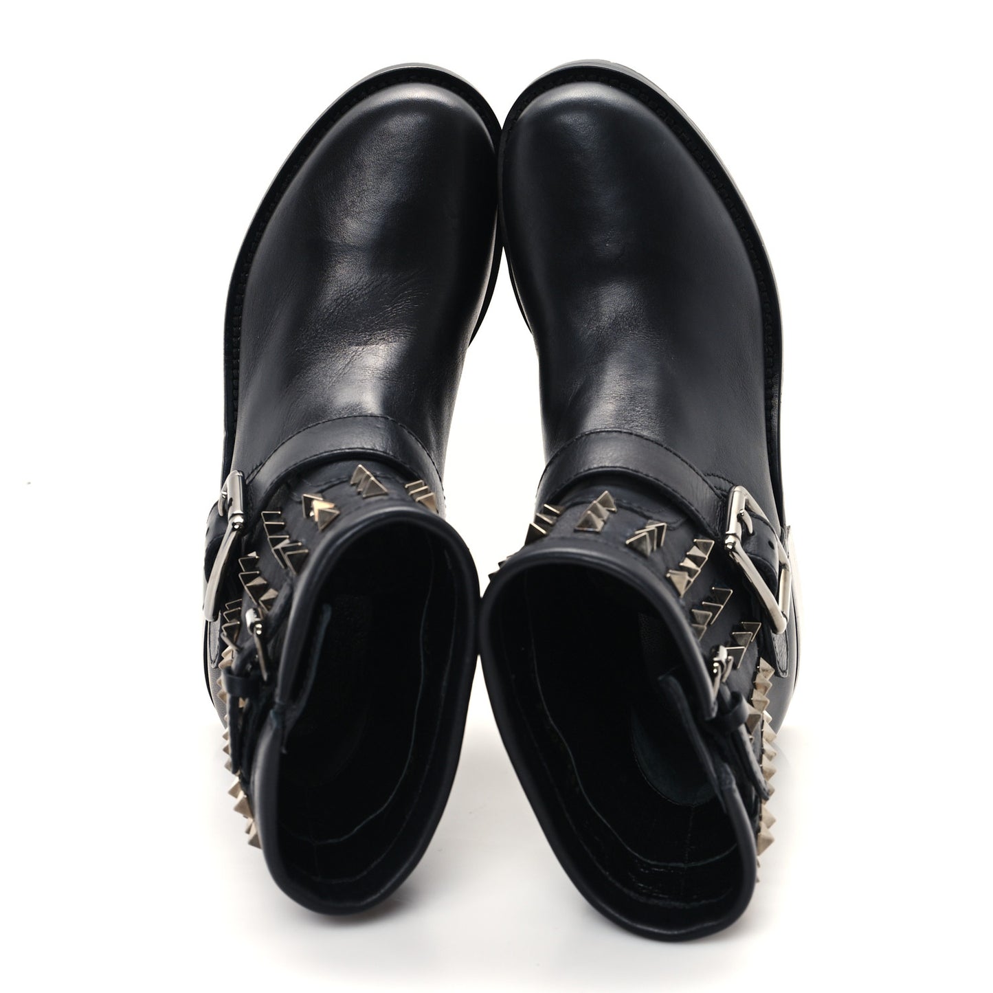 Calfskin Rockstud 30mm Biker Boots 36.5 Black