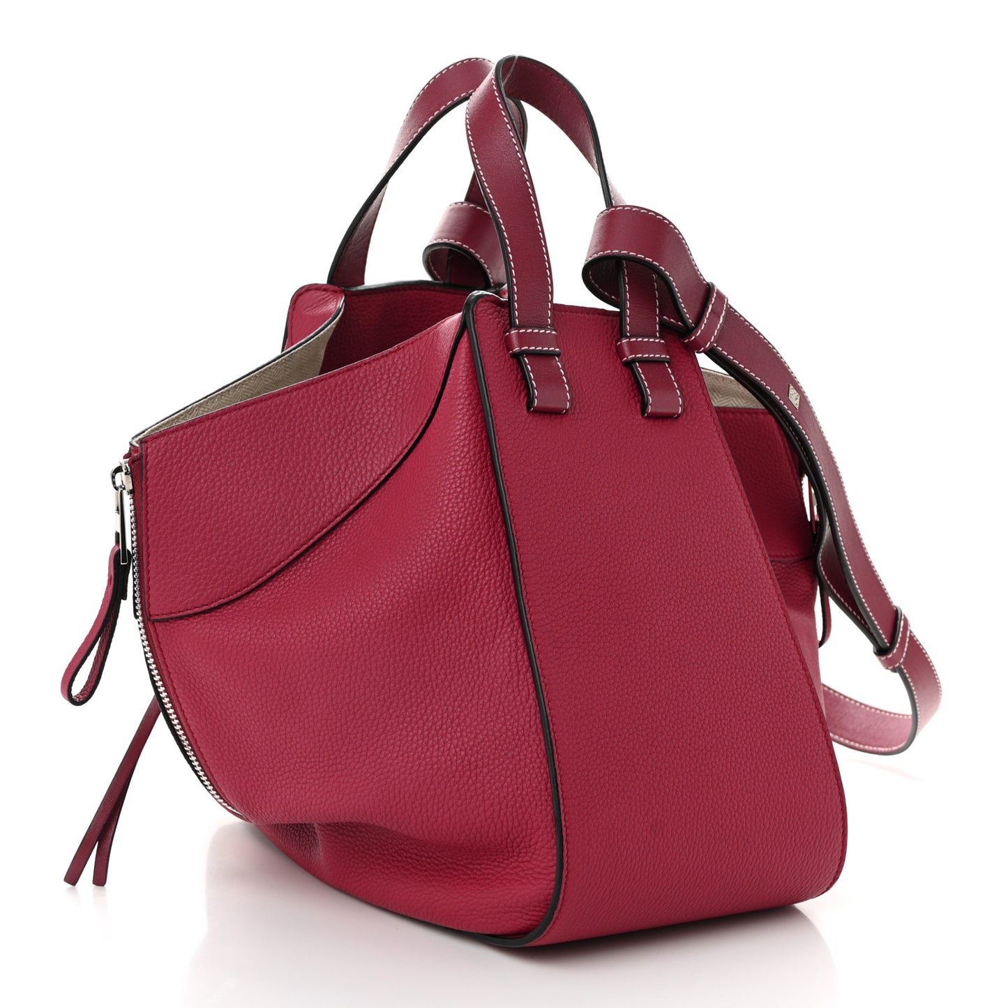 Grained Calfskin Small Hammock Shoulder Bag Raspberry