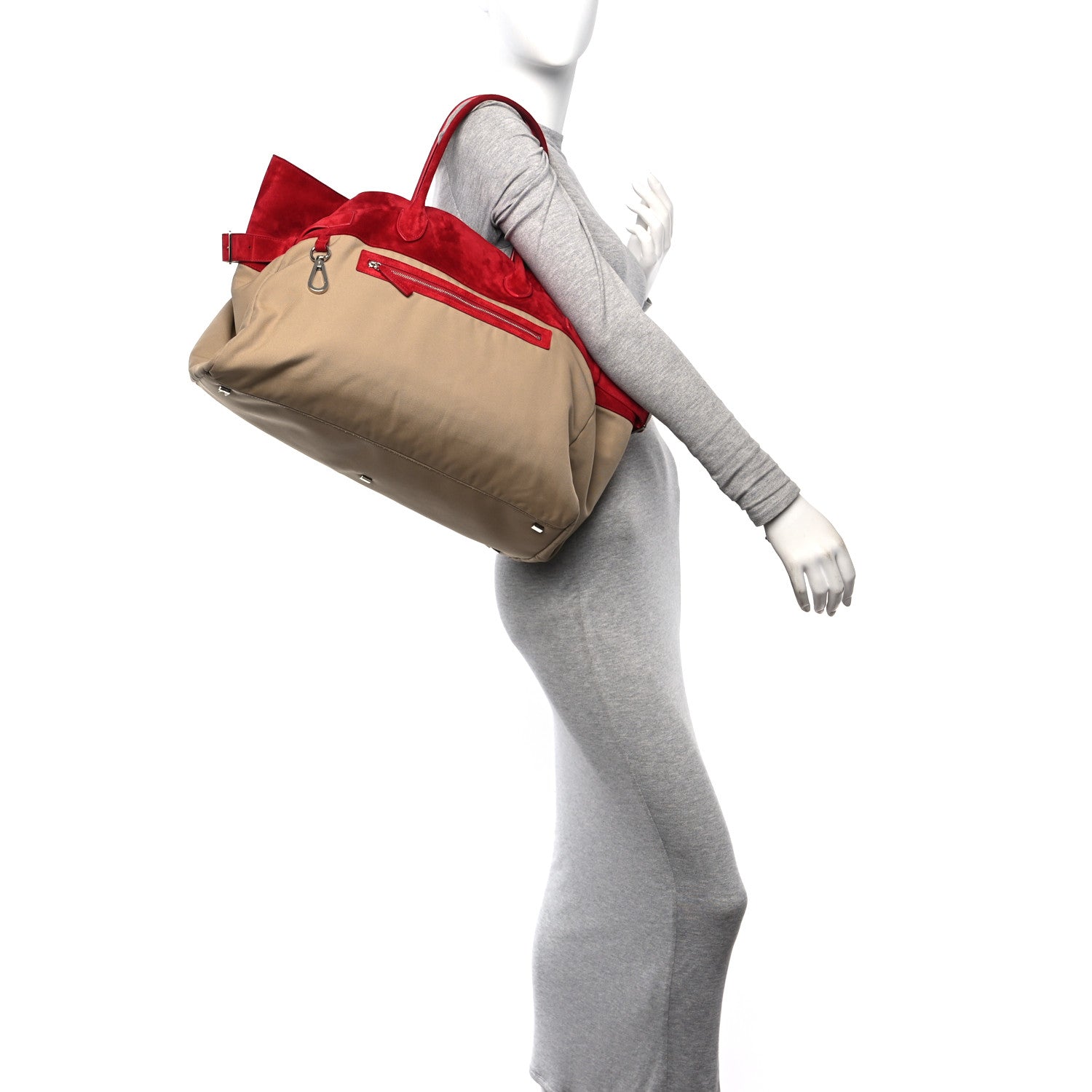 The Row Nylon Suede Margaux 17 Inside-Out Taupe Red 2 of 11