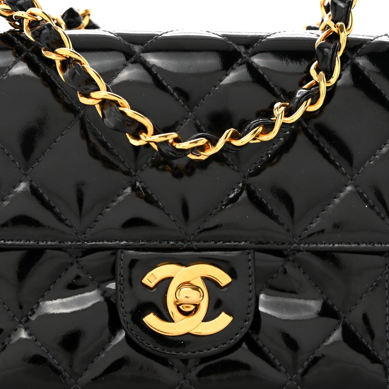 Chanel Patent Calfskin Quilted Mini Square Flap Black 8 of 10