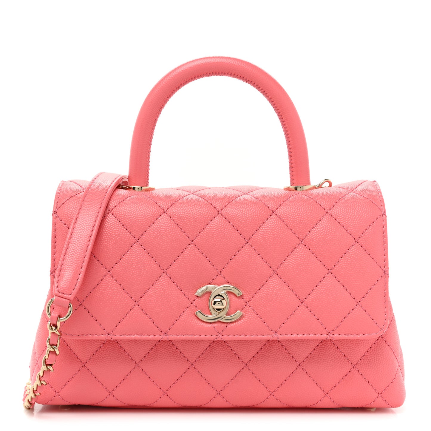Caviar Quilted Mini Coco Handle Flap Pink