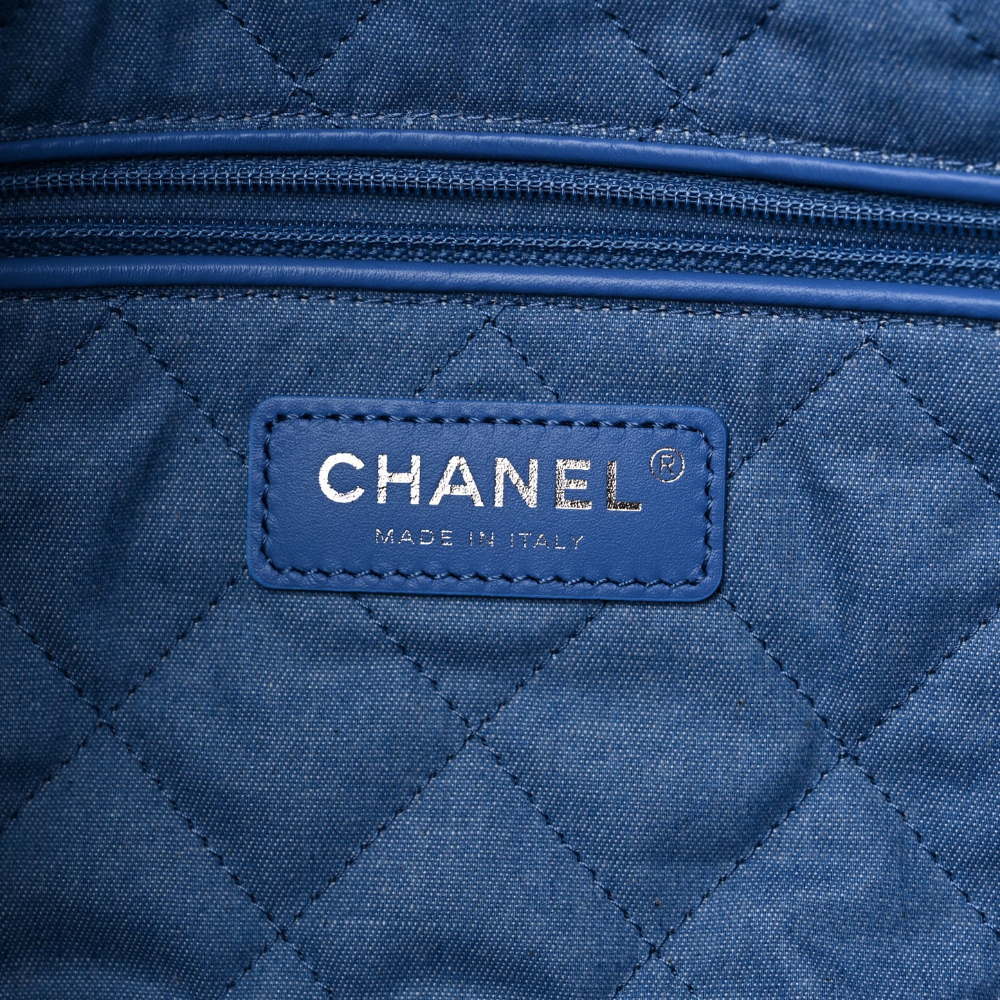 Denim Quilted Small Chanel 22 Blue