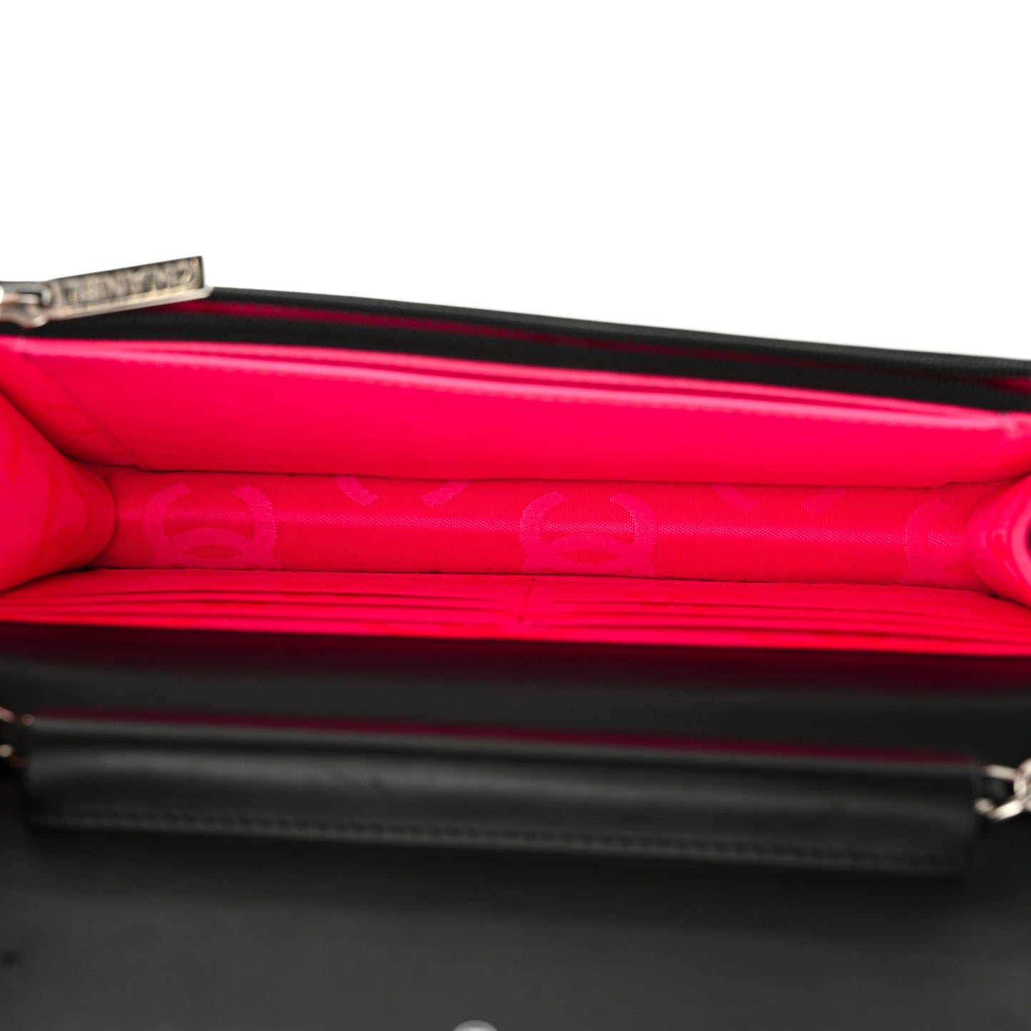 Calfskin Quilted Cambon Wallet on Chain WOC Black