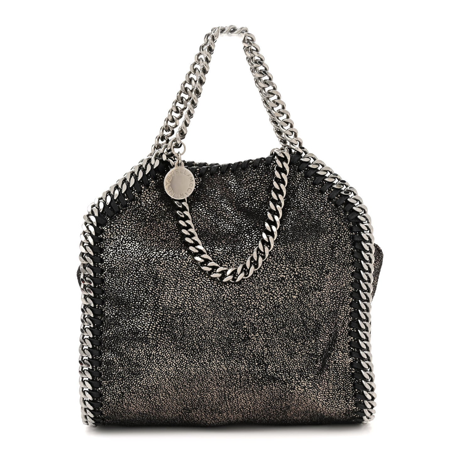 Chamois Shiny Dotted Tiny Falabella Tote Ruthenium