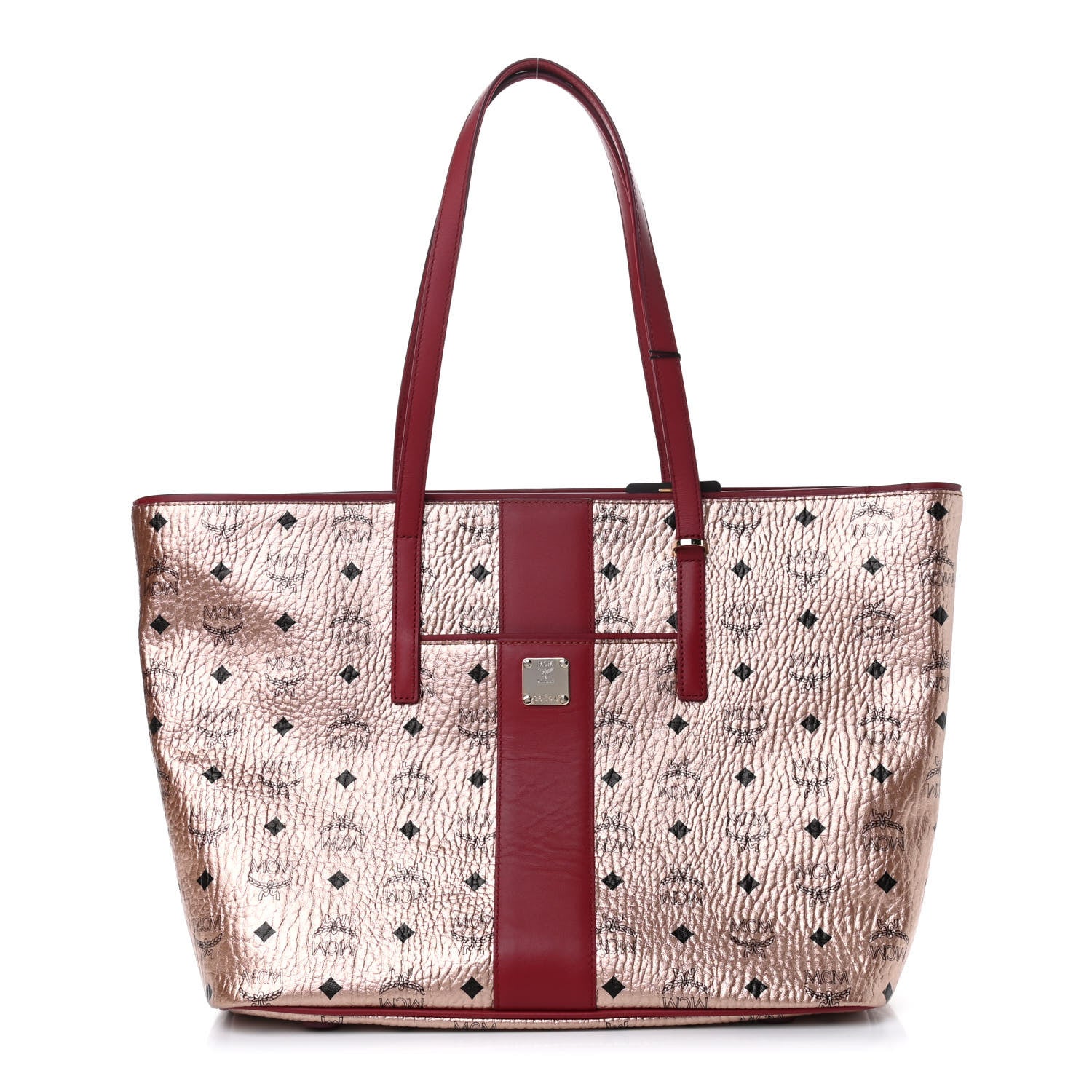 MCM Metallic Visetos Medium Anya Shopper Tote Champagne Gold 1 of 9
