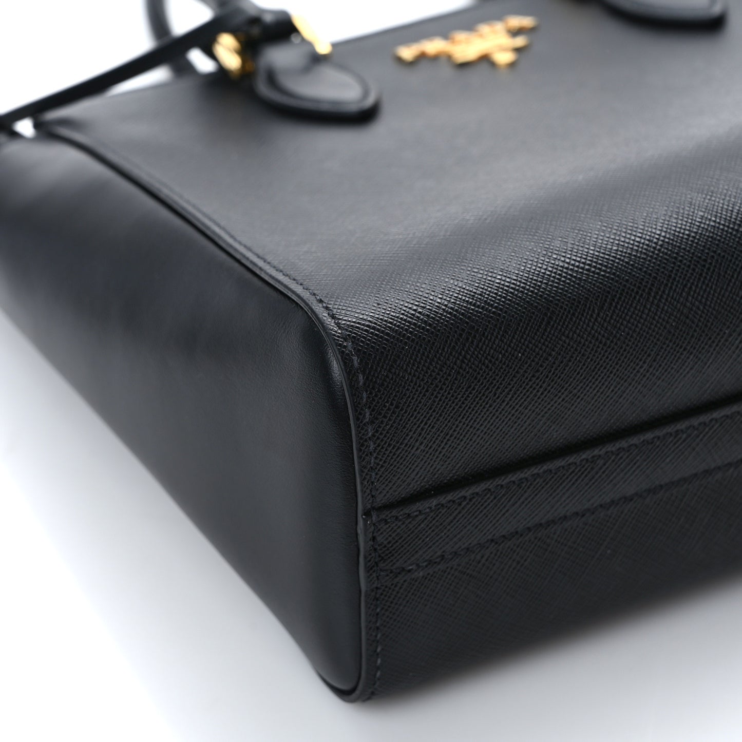 Saffiano Soft Calfskin Small Zippered Tote Black