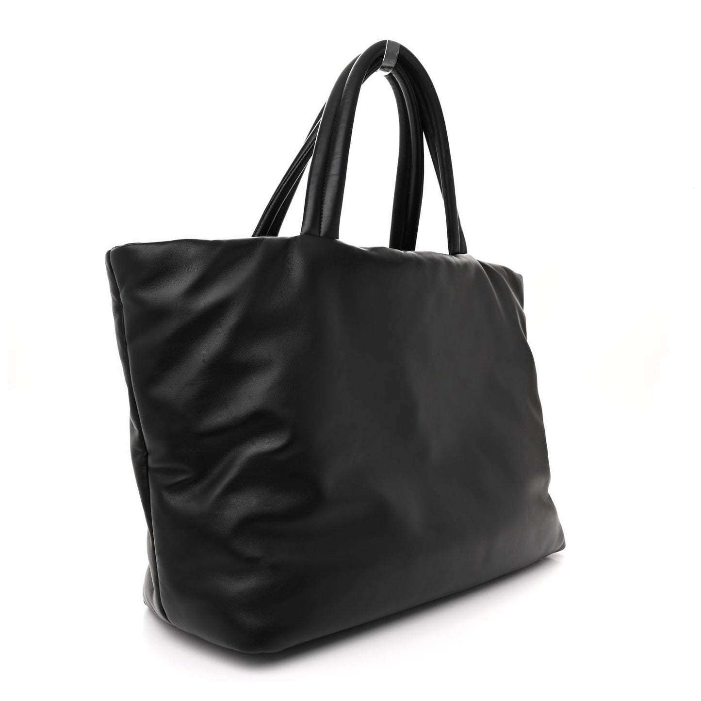 Lambskin Wide Puffer Tote Black